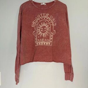 Brighter Days Ahead Red Graphic Boho Graphic Shirt EUC